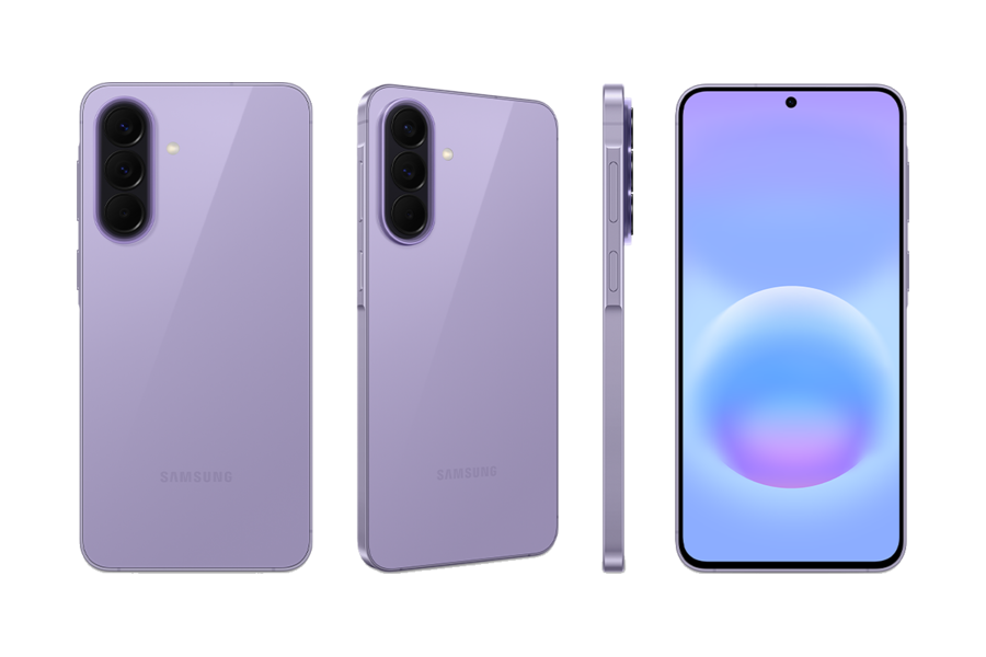 Samsung Galaxy A57 5G i lila, framsida